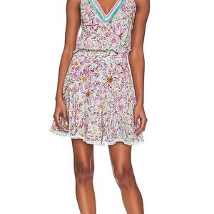 Pink and Purple Ruffled V-Neck Sundress